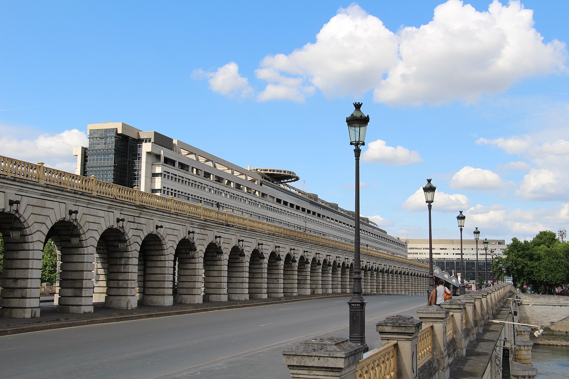 The French Ministry of the Economy and Finance at Bercy, Paris, beside the Pont de Bercy over the Seine